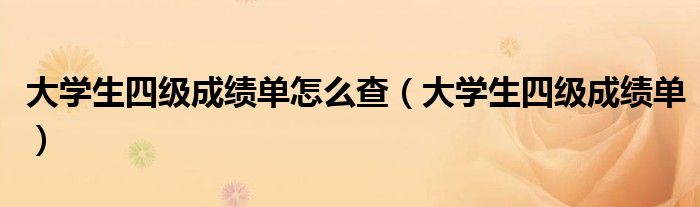 大学生四级成绩单怎么查 大学生四级成绩单