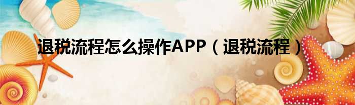 退税流程怎么操作APP 退税流程