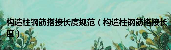 构造柱钢筋搭接长度规范 构造柱钢筋搭接长度