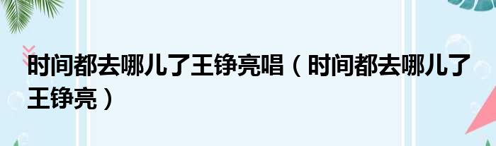 时间都去哪儿了王铮亮唱 时间都去哪儿了 王铮亮