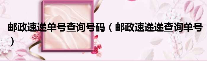 邮政速递单号查询号码 邮政速递递查询单号