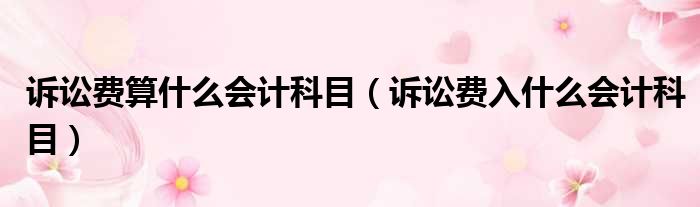 诉讼费算什么会计科目 诉讼费入什么会计科目