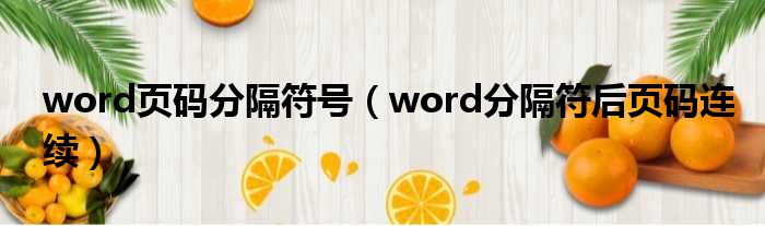 word页码分隔符号 word分隔符后页码连续