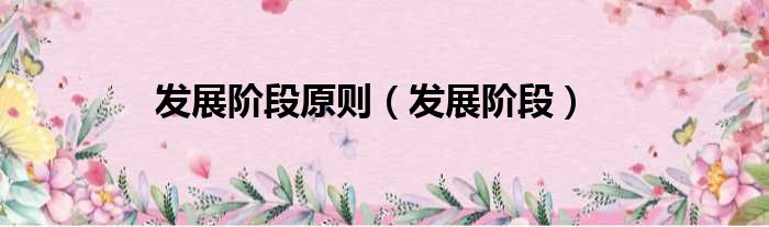 发展阶段原则 发展阶段