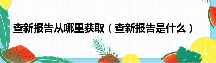 查新报告从哪里获取 查新报告是什么