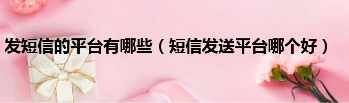 发短信的平台有哪些 短信发送平台哪个好