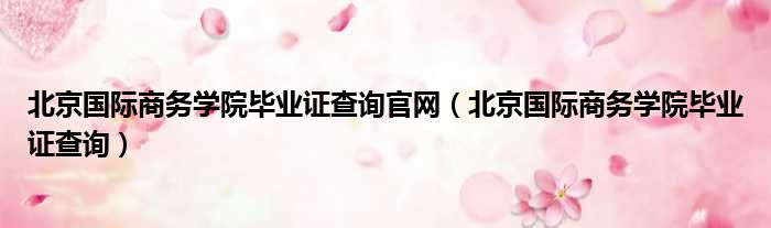 北京国际商务学院毕业证查询官网 北京国际商务学院毕业证查询