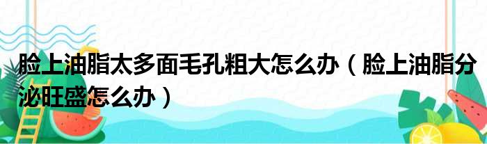 脸上油脂太多面毛孔粗大怎么办 脸上油脂分泌旺盛怎么办
