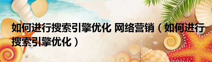 如何进行搜索引擎优化 网络营销 如何进行搜索引擎优化