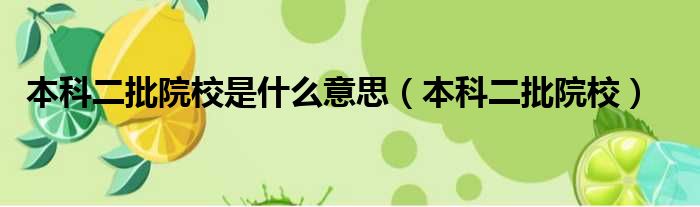 本科二批院校是什么意思 本科二批院校