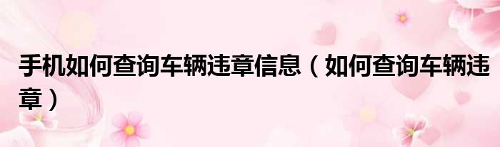 手机如何查询车辆违章信息 如何查询车辆违章