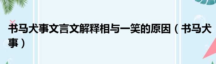 书马犬事文言文解释相与一笑的原因 书马犬事