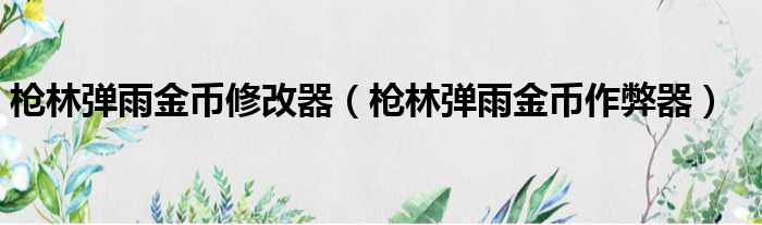 枪林弹雨金币修改器 枪林弹雨金币作弊器