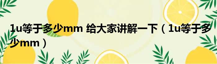 1u等于多少mm 给大家讲解一下 1u等于多少mm