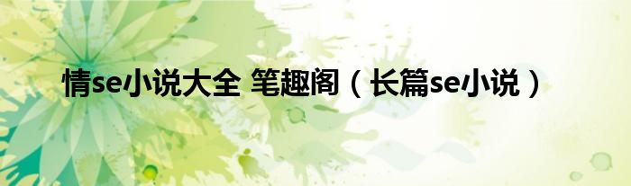 情se小说大全 笔趣阁 长篇se小说