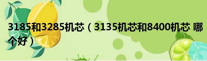 3185和3285机芯 3135机芯和8400机芯 哪个好