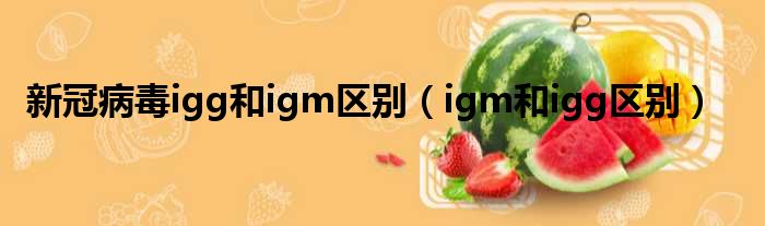 新冠病毒igg和igm区别 igm和igg区别