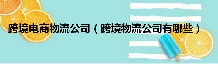 跨境电商物流公司 跨境物流公司有哪些
