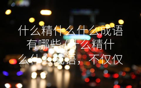 什么精什么什么成语有哪些 (什么精什么什么成语，不仅仅是汉语的瑰宝)