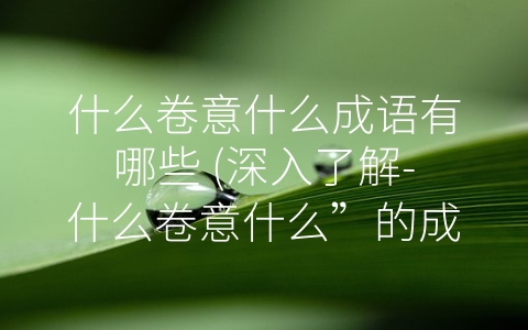 什么卷意什么成语有哪些 (深入了解-什么卷意什么”的成语意义)