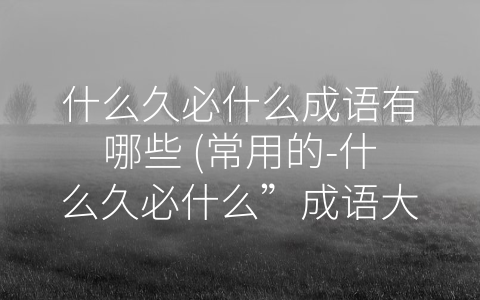 什么久必什么成语有哪些 (常用的-什么久必什么”成语大揭秘)