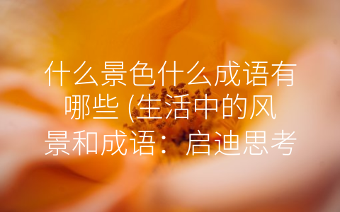 什么景色什么成语有哪些 (生活中的风景和成语：启迪思考，拓展视野。)