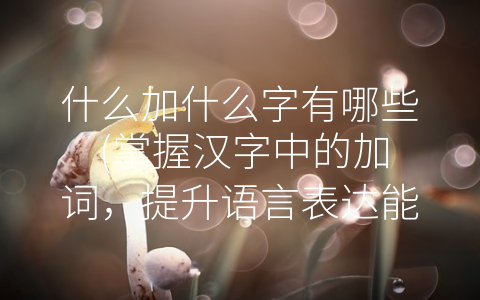 什么加什么字有哪些 (掌握汉字中的加词，提升语言表达能力)
