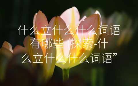 什么立什么什么词语有哪些 (探索-什么立什么什么词语”的世界)