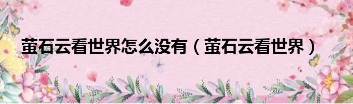 萤石云看世界怎么没有 萤石云看世界