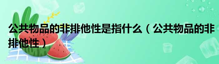 公共物品的非排他性是指什么 公共物品的非排他性