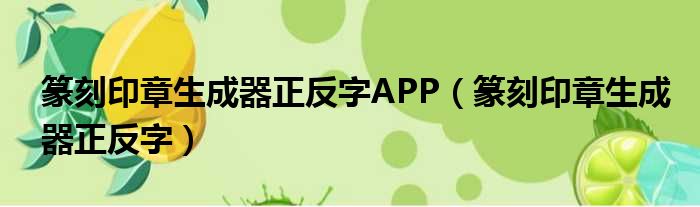 篆刻印章生成器正反字APP 篆刻印章生成器正反字