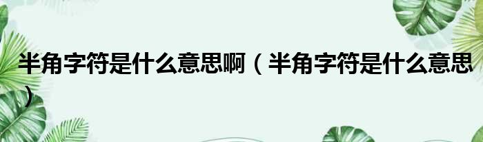 半角字符是什么意思啊 半角字符是什么意思