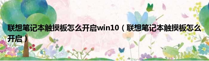 联想笔记本触摸板怎么开启win10 联想笔记本触摸板怎么开启