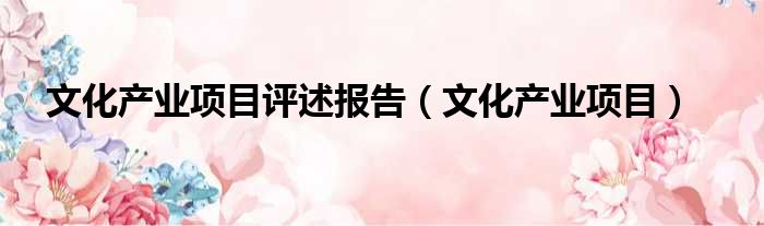 文化产业项目评述报告 文化产业项目