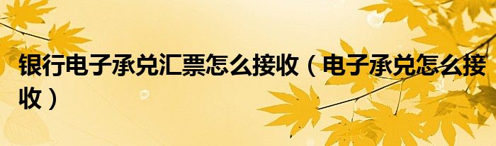 银行电子承兑汇票怎么接收 电子承兑怎么接收