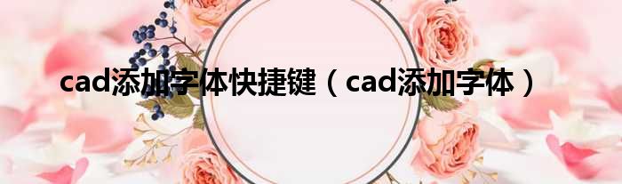 cad添加字体快捷键 cad添加字体