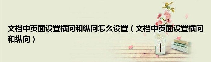 文档中页面设置横向和纵向怎么设置 文档中页面设置横向和纵向