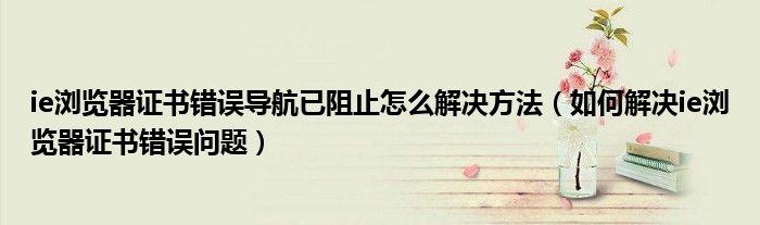 ie浏览器证书错误导航已阻止怎么解决方法 如何解决ie浏览器证书错误问题