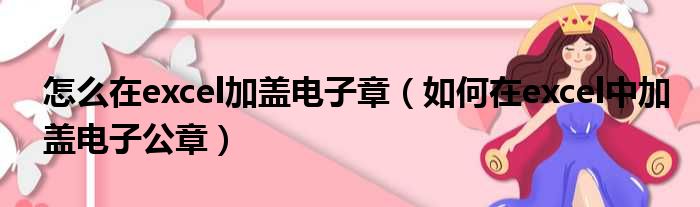 怎么在excel加盖电子章 如何在excel中加盖电子公章
