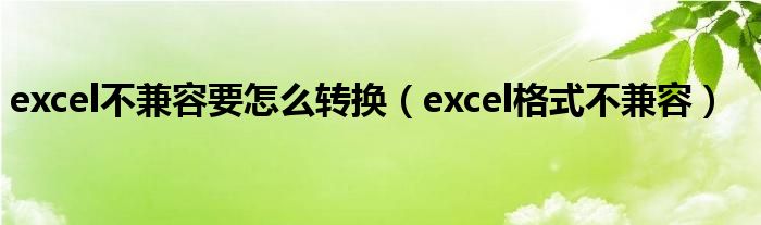 excel不兼容要怎么转换 excel格式不兼容