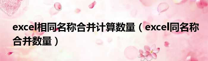 excel相同名称合并计算数量 excel同名称合并数量
