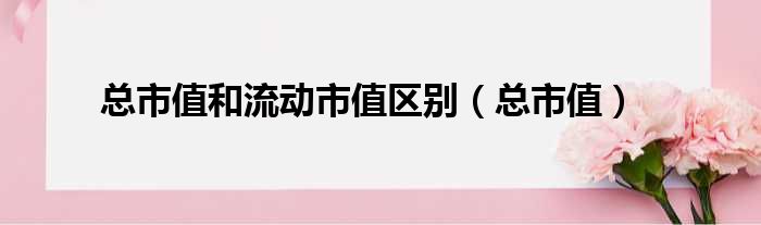 总市值和流动市值区别 总市值