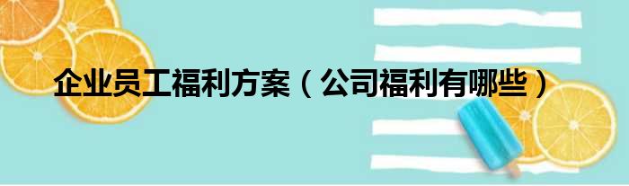 企业员工福利方案 公司福利有哪些