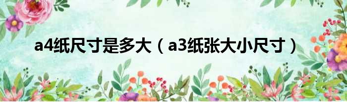 a4纸尺寸是多大 a3纸张大小尺寸
