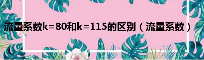 流量系数k=80和k=115的区别 流量系数