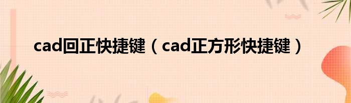cad回正快捷键 cad正方形快捷键