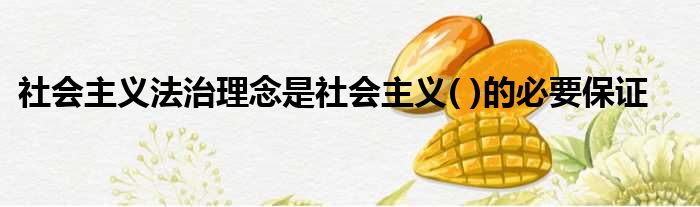 社会主义法治理念是社会主义  的必要保证