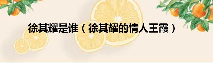 徐其耀是谁 徐其耀的情人王霞