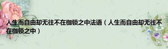 人生而自由却无往不在枷锁之中法语 人生而自由却无往不在枷锁之中