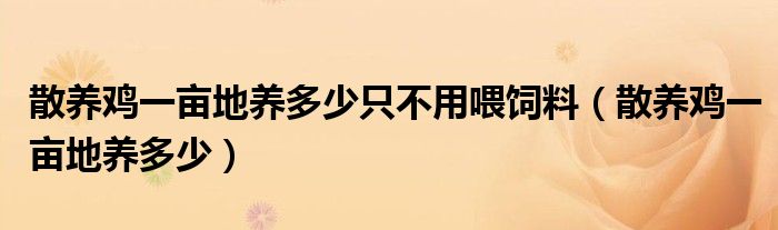 散养鸡一亩地养多少只不用喂饲料 散养鸡一亩地养多少
